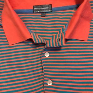 Alan Flusser Golf 2XL Polo coral and blue  EUC